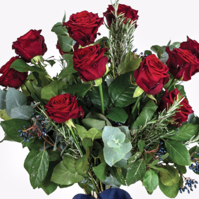 SASKIA - Twelve Medium Stem Red Roses.