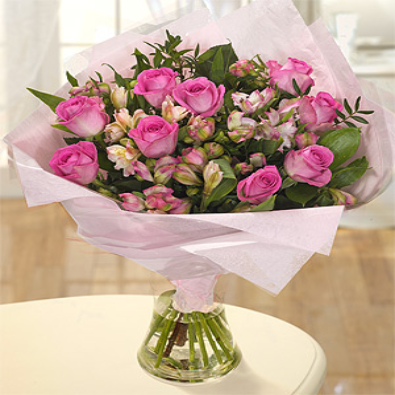 SUZE - Pink Rose and Alstroemeria Bouquet.