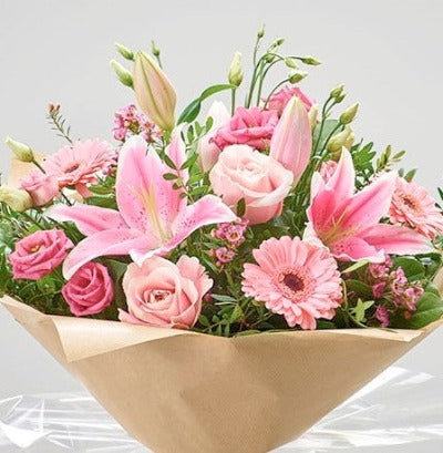 Pink Rose and Lily Bouquet Delivery - Blooms Florist Basingstoke