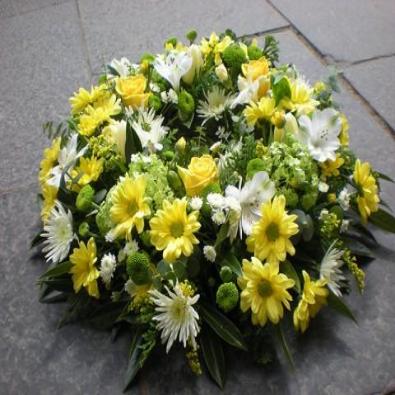Funeral Posy - Yellow and White Flowers.